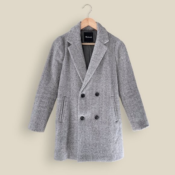 Madewell Jackets & Blazers - Madewell Herringbone Wool Coat, Gray White, Size XXS